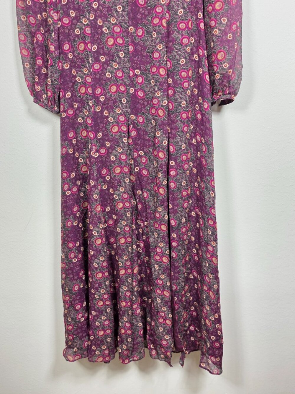 Saloni Akina Wine Jacqui-B Dress 100% Silk Size 2 Msrp $795 View 6